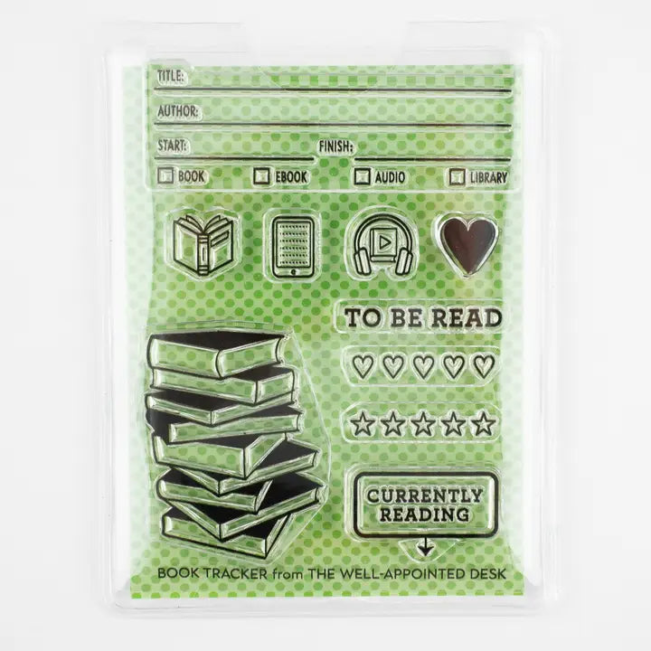 Book Tracker 3"x4" Clear Stamp Set (10 Stamp Designs)