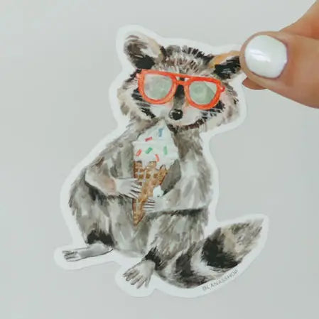 Raccoon with Ice Cream Sticker