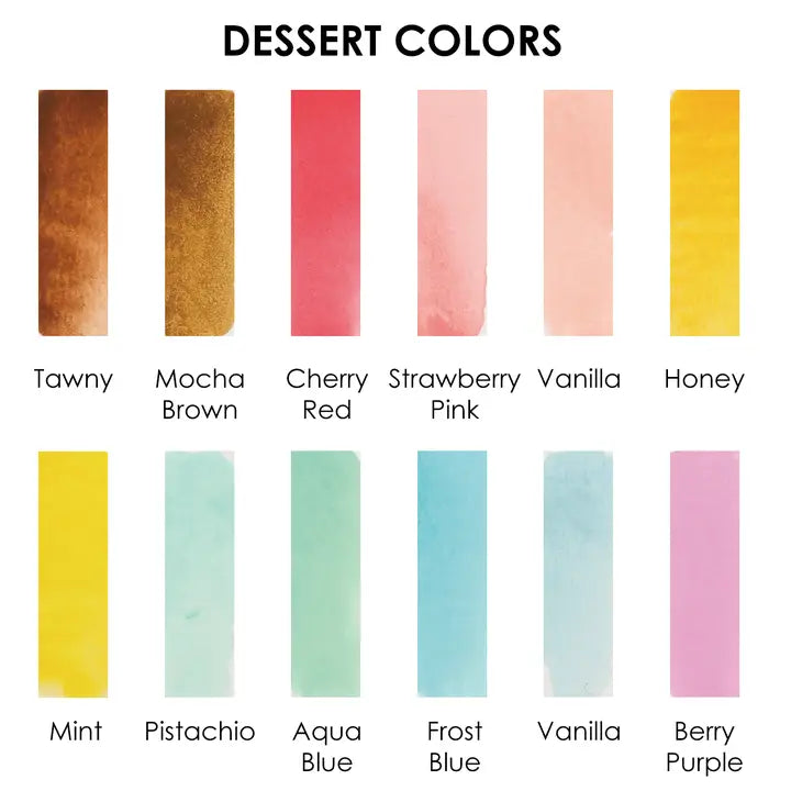 Watercolor Pocket Set of 12 Colors with Brush - Dessert Colors