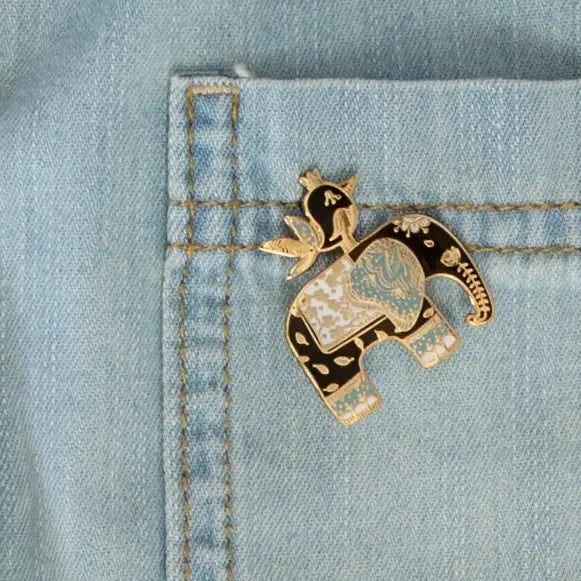 Elephant and Bird Hard Enamel Pin