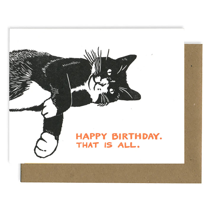 Cat Birthday Letterpress Card