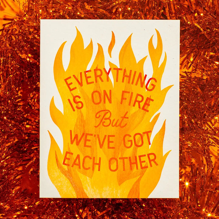 Everything Is On Fire - Risograph Card
