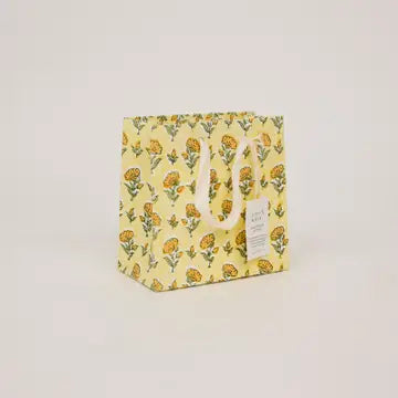 Hand Block Printed Gift Bags - Ditsy Floral Sunshine