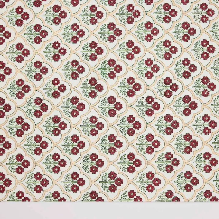 Hand Block Printed Gift Wrap Sheets - Trellis Cherry (Roll)