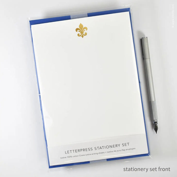 Gold Fleur-De-Lis Stationery Set