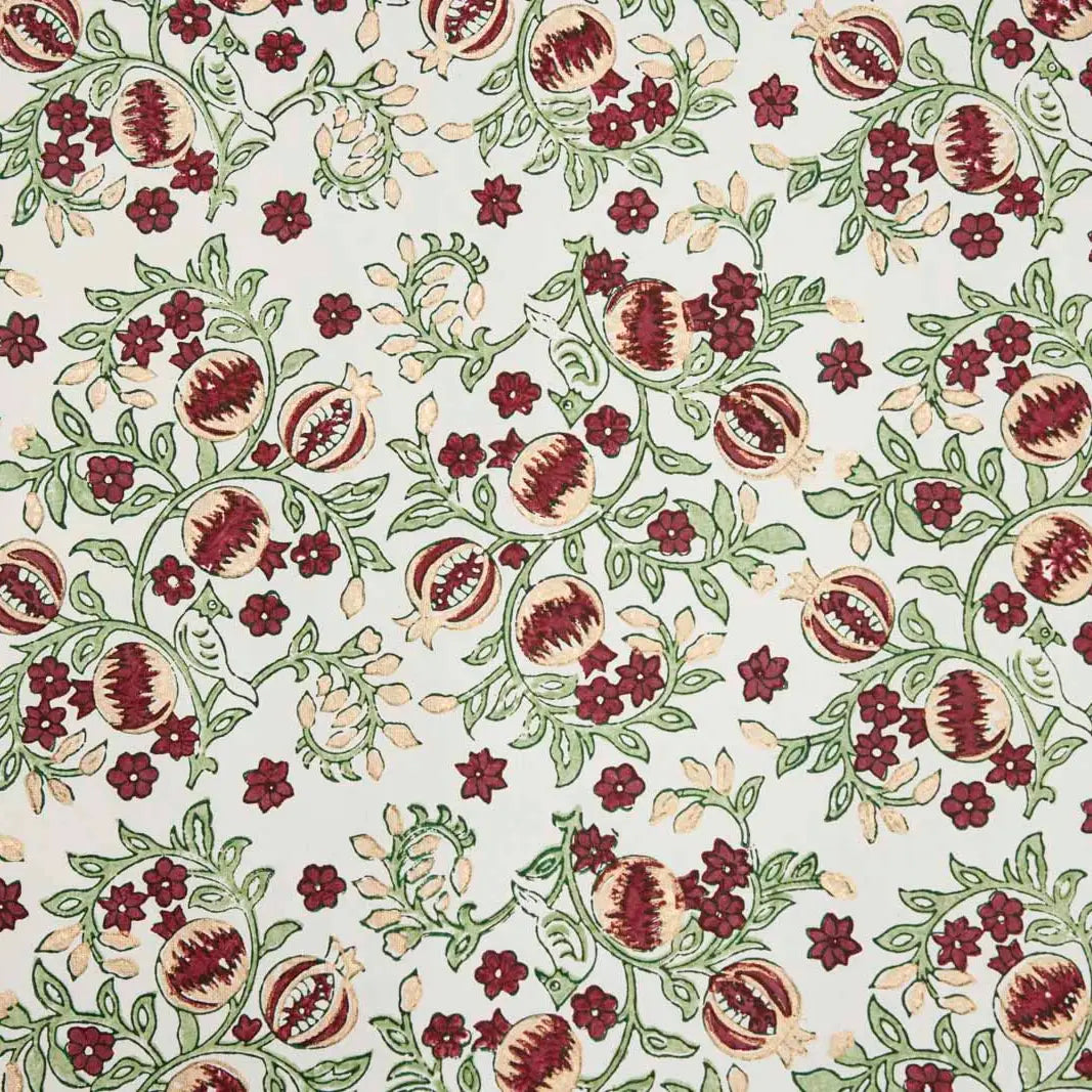 Hand Block Printed Gift Wrap Sheets - Pomegranate Cherry (Roll)