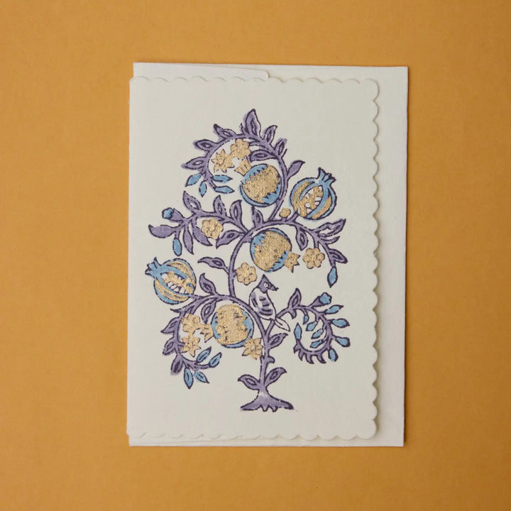 Hand Block Printed Greeting Card - Anaar Lavender