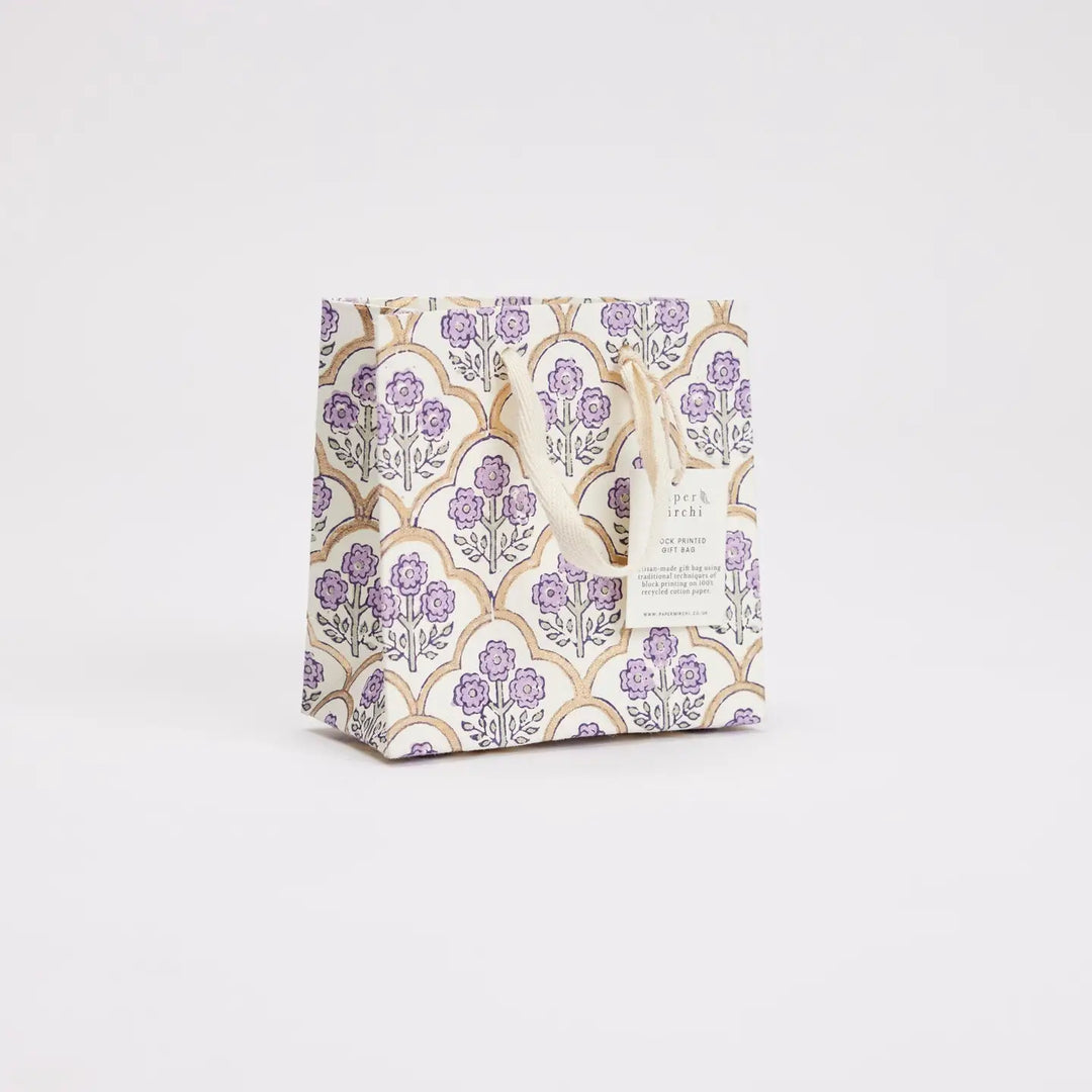 Hand Block Printed Gift Bags - Trellis Lavender