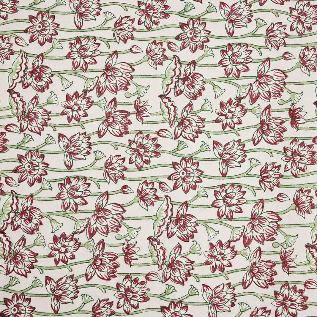 Hand Block Printed Gift Wrap Sheets - Lotus Cherry (Roll)