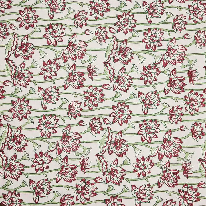 Hand Block Printed Gift Wrap Sheets - Lotus Cherry (Roll)
