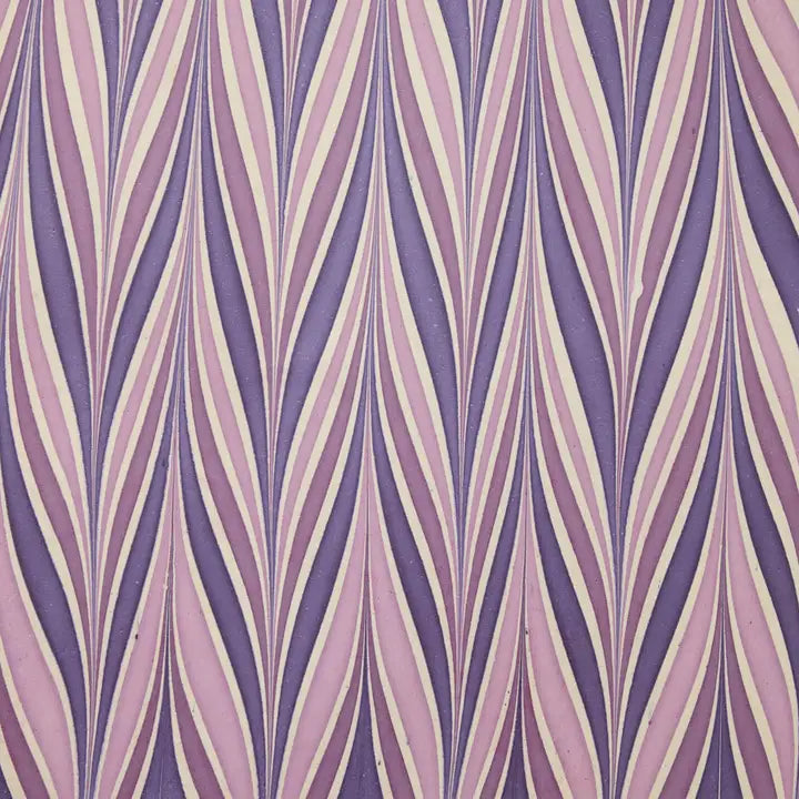 Hand Marbled Gift Wrap Sheets - Candy Stripes Lavender Fog