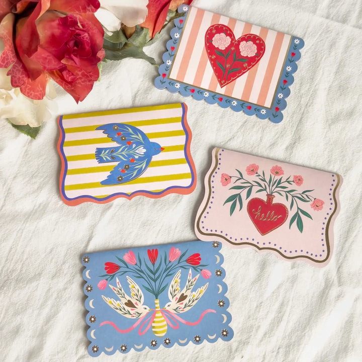 Hearts & Birds Pop Up Cards (Set of 8)