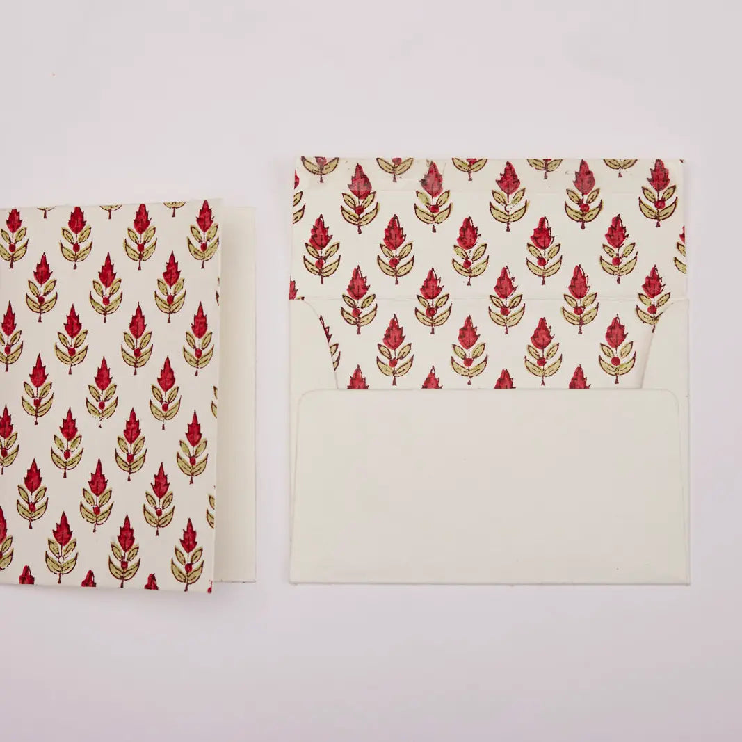 Hand Block Printed Greeting Card - Buti Scarlet