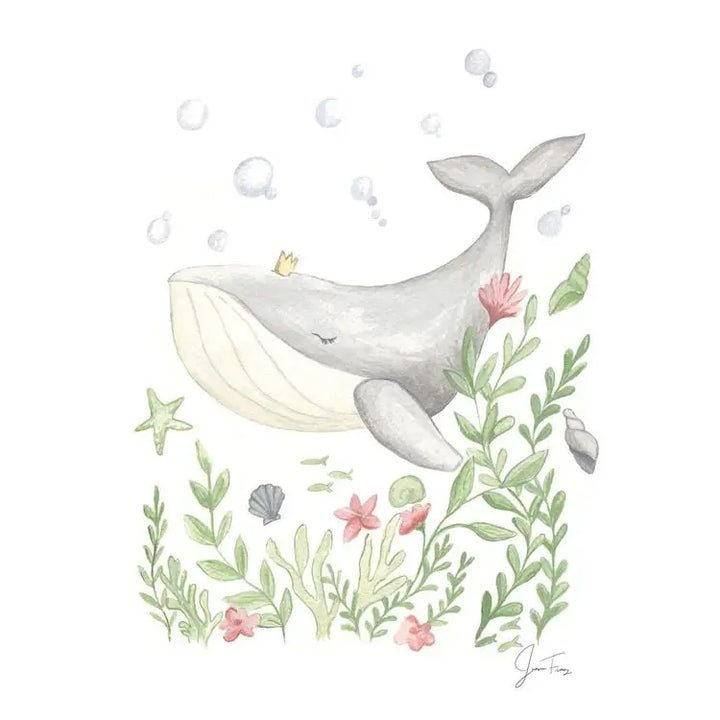 Whale Kids and Baby Art Print