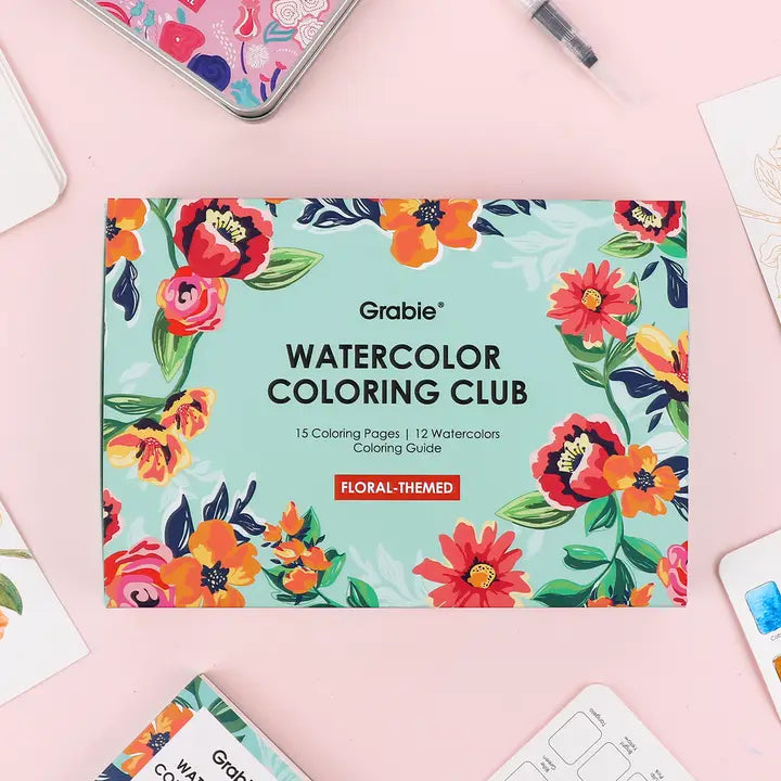 Watercolor Coloring Club Box - Floral-Themed