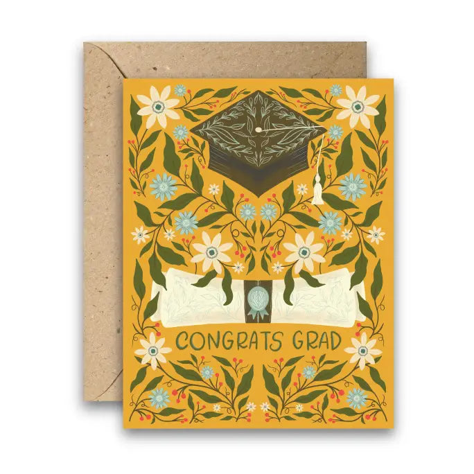 Cap and Diploma Graduation Greeting Card