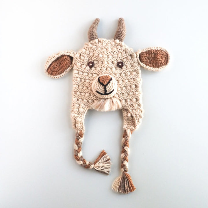 Kids Knitted Animal Hat - Goat