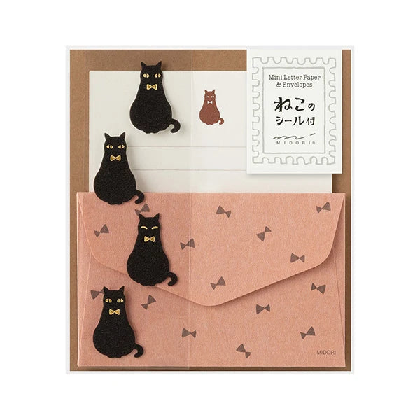 Letter Set with Stickers - Black Cat