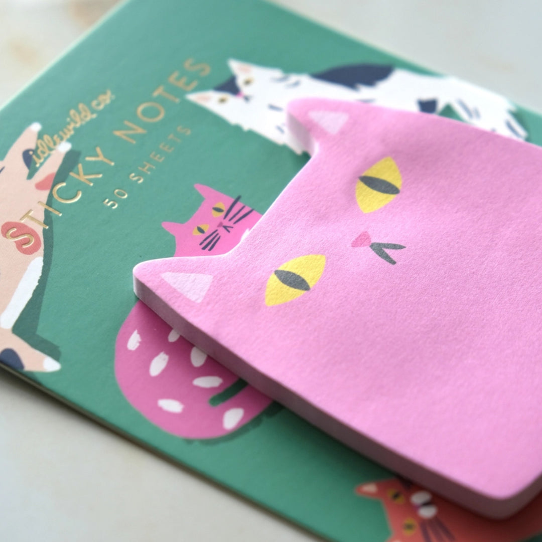 Pink Cat Die-Cut Sticky Notepad