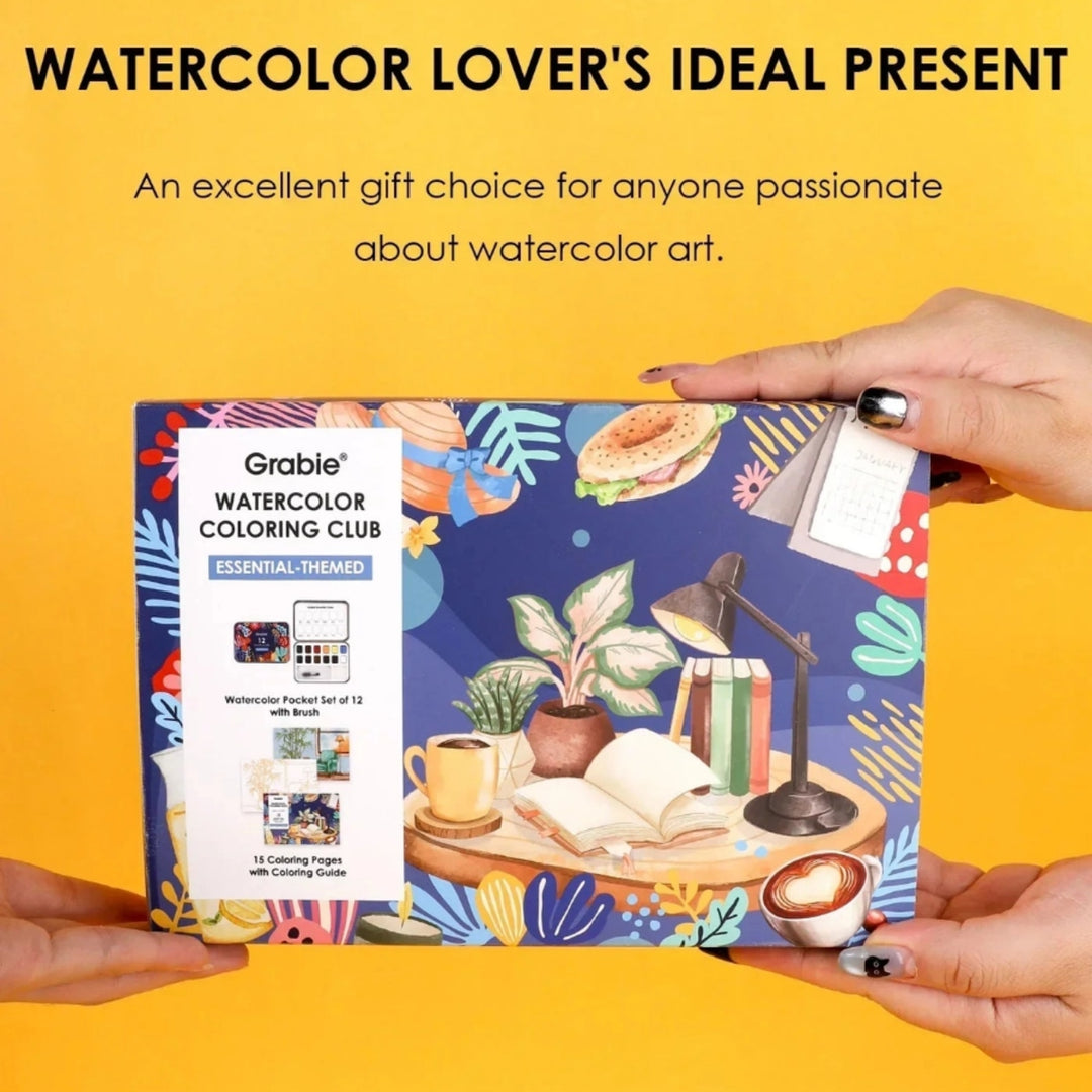 Watercolor Coloring Club Box - Essential-Themed