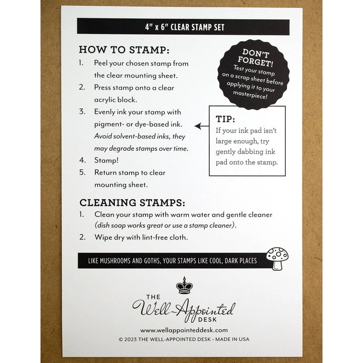 Nibs & Ink - 4"x6" Clear Stamp Set (16 Stamp Designs)