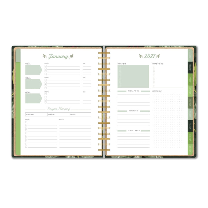 2027 Greenery High Note Deluxe Hardcover Planner