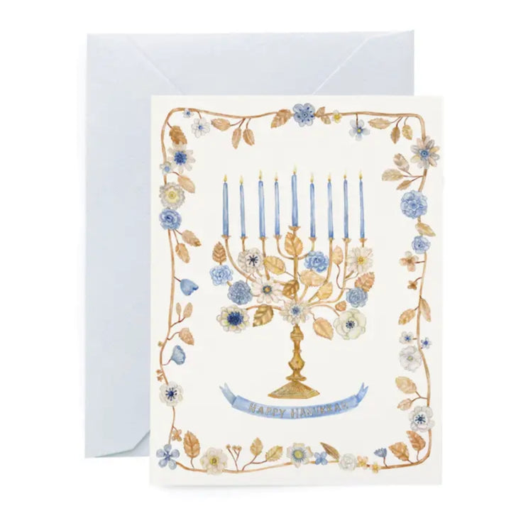 Flower Menorah Hanukkah Card