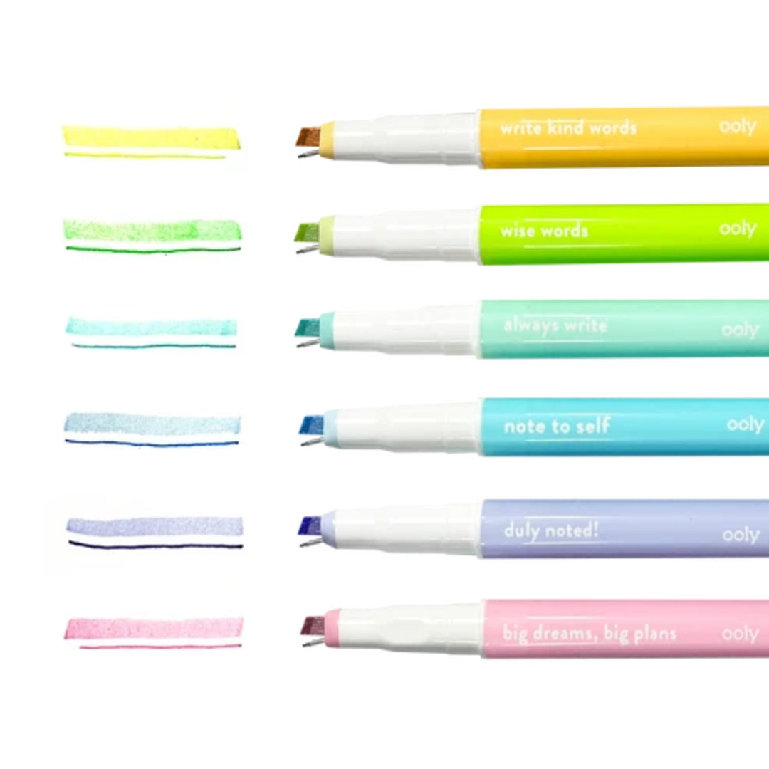 Noted!: 2-in-1 Micro Fine Tip Pen + Highlighter (Set of 6)