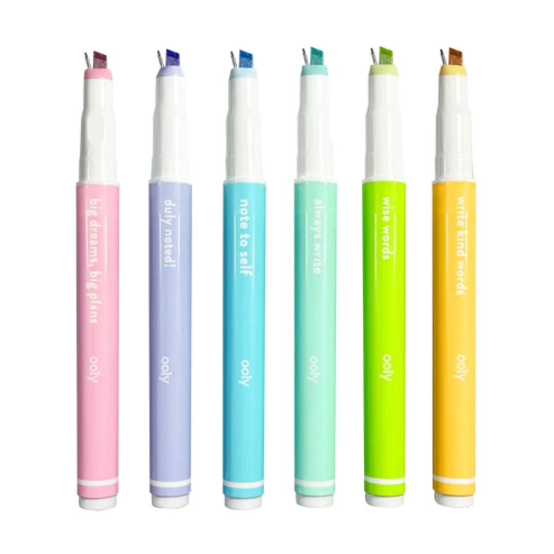 Noted!: 2-in-1 Micro Fine Tip Pen + Highlighter (Set of 6)