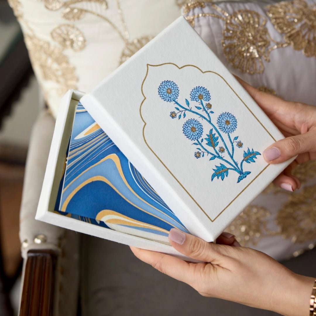 Boxed Artisan Notecard Set - Sandook Sapphire