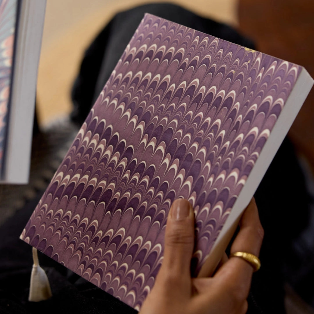Hand Marbled Blank Notebook (A5) - Mini Scallops Lavender
