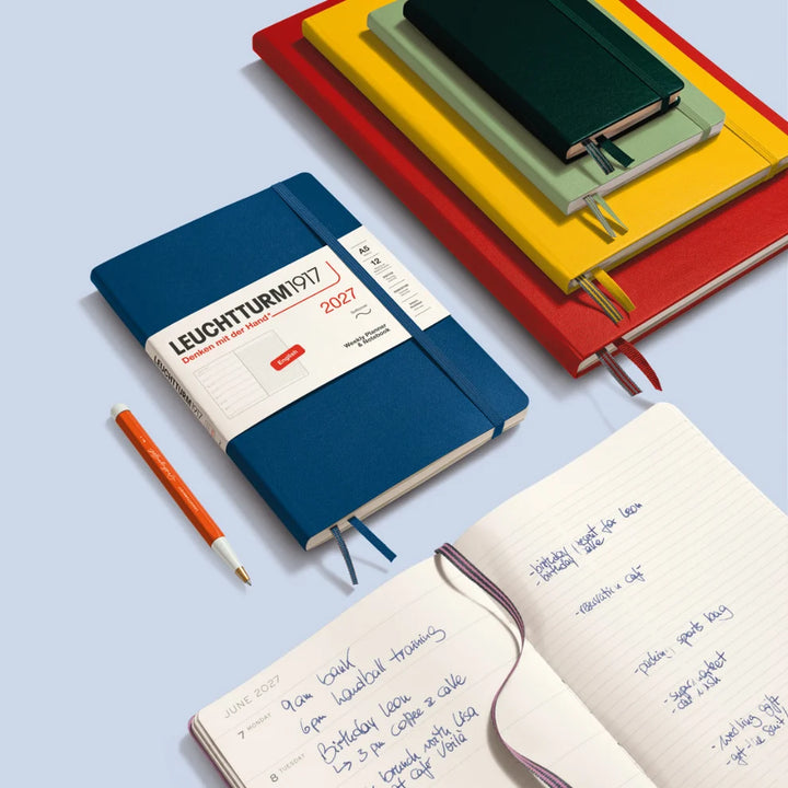 Leuchtturm Weekly Planner & Notebook - A6 Pocket Hardcover, Ruled (Jan-Dec 2027)