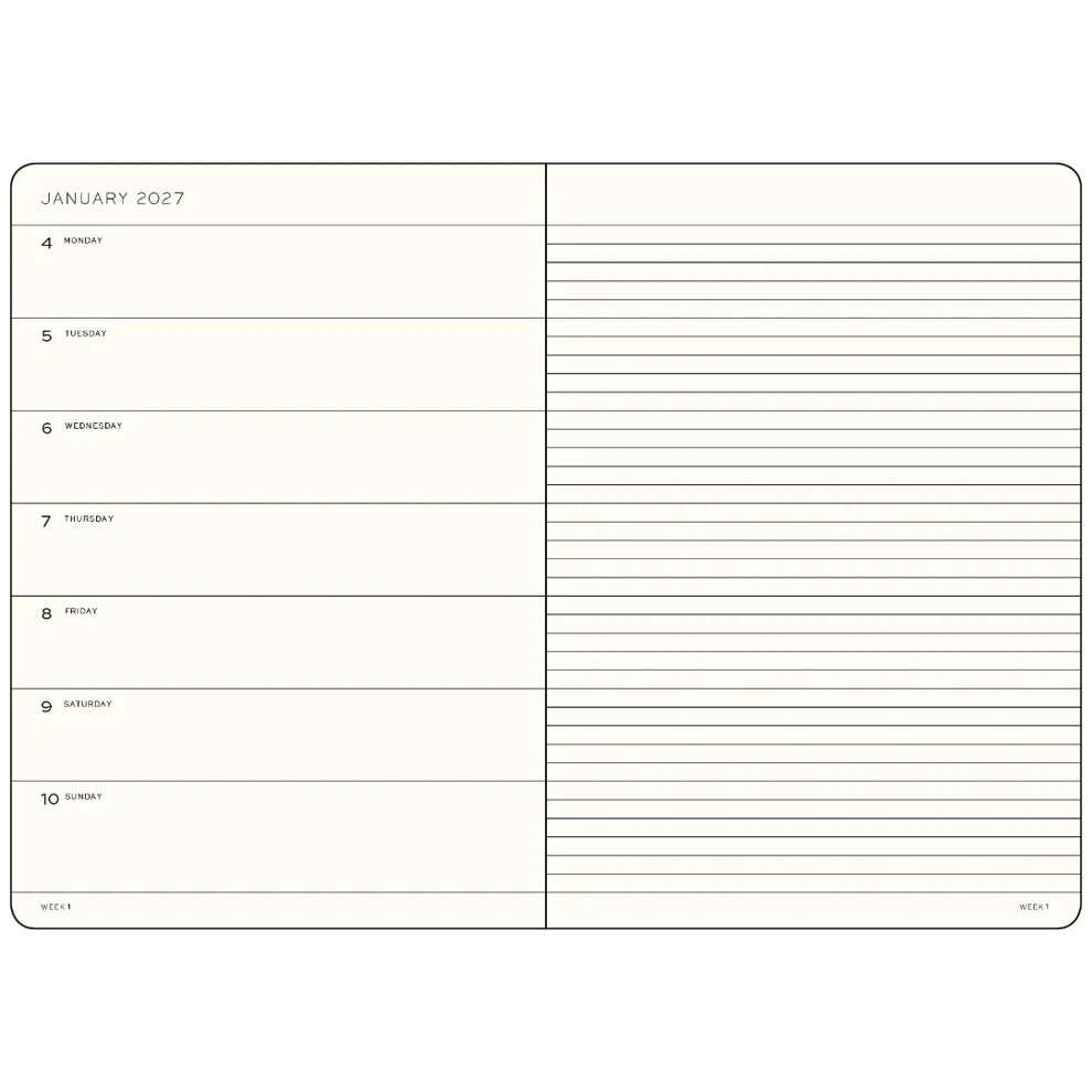 Leuchtturm Weekly Planner & Notebook - A6 Pocket Softcover, Ruled (Jan-Dec 2027)