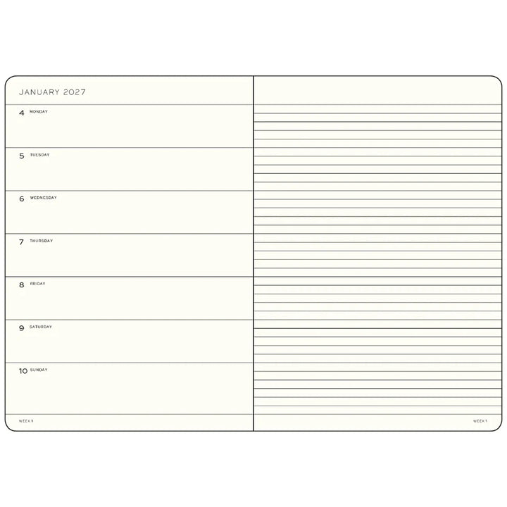 Leuchtturm Weekly Planner & Notebook - A6 Pocket Softcover, Ruled (Jan-Dec 2027)