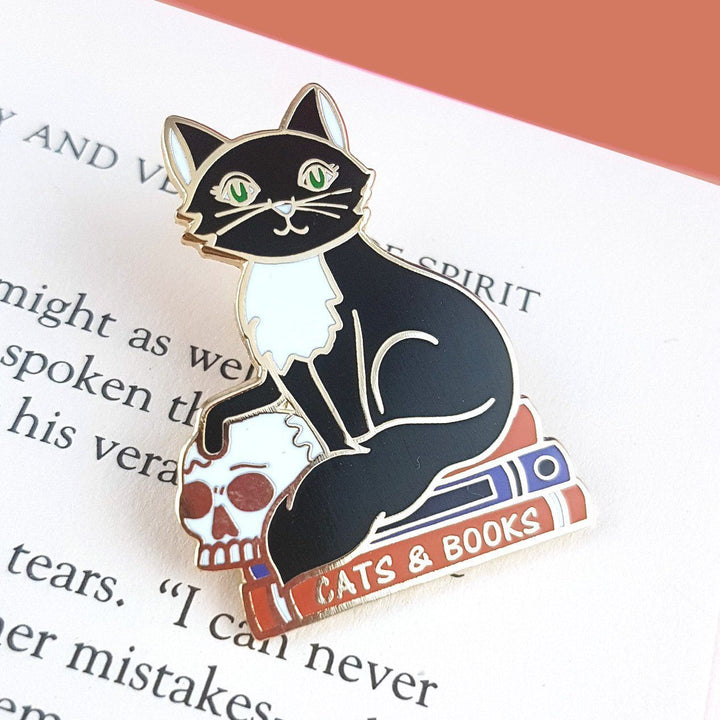 Cats and Books Enamel Pin