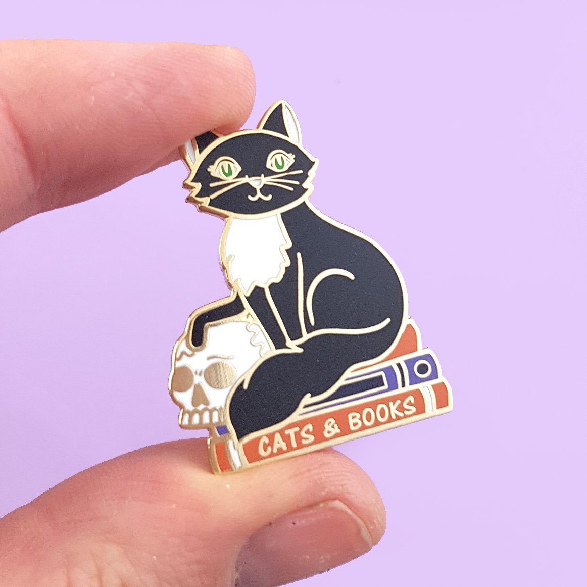 Cats and Books Enamel Pin