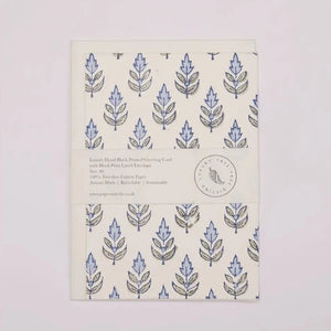 Hand Block Printed Greeting Card - Buti Blue Stone