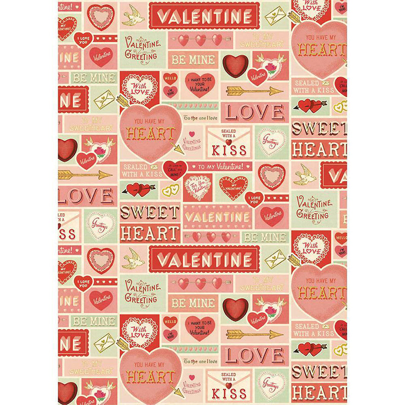 Cavallini Flat Wrap - Valentine Greetings