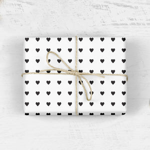 Sweet Hearts Gift Wrap - Black (Roll of 3 sheets)