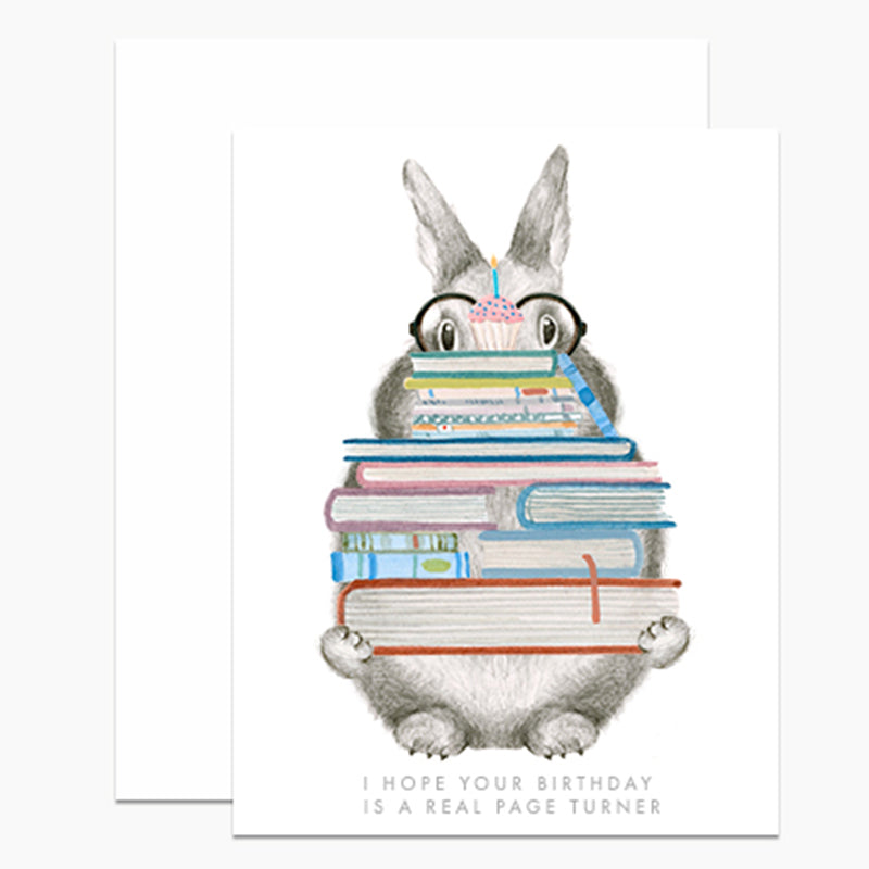 Page Turner Bunny Birthday Card