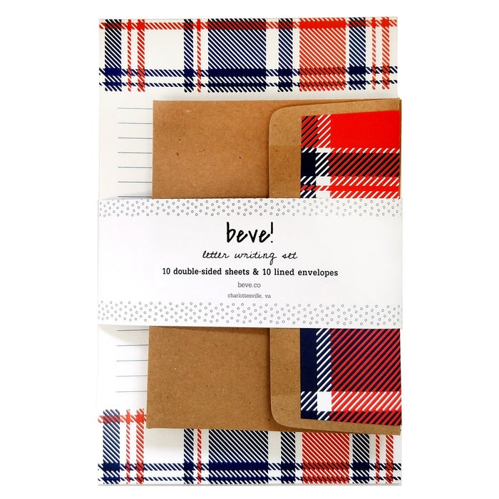 Plaid Letter Writing Set