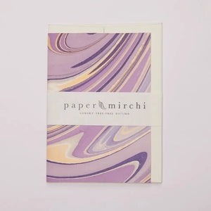 Hand Marbled Greeting Card - Waves Imperial Purple