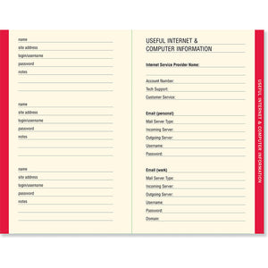 Internet Address & Password Logbook - Red