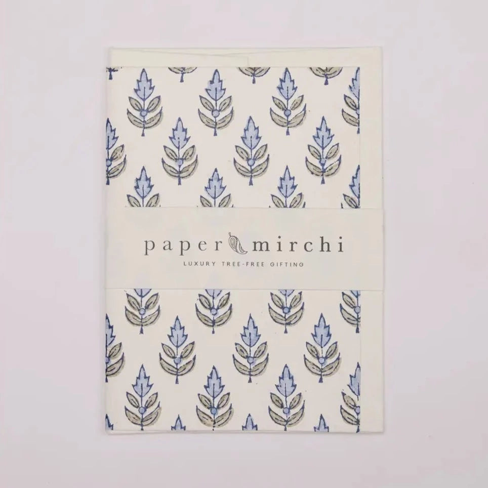 Hand Block Printed Greeting Card - Buti Blue Stone