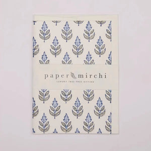 Hand Block Printed Greeting Card - Buti Blue Stone
