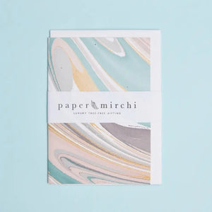 Hand Marbled Greeting Card - Waves Rose Quartz
