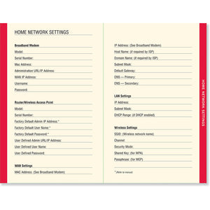 Internet Address & Password Logbook - Red