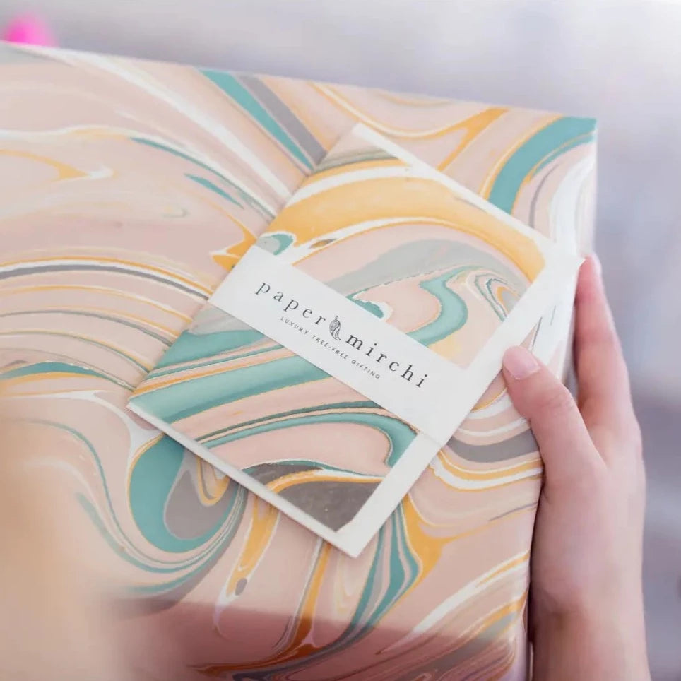 Hand Marbled Gift Wrap Sheets - Rose Quartz (Roll)