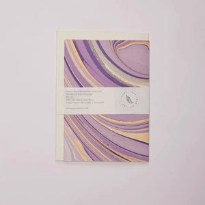 Hand Marbled Greeting Card - Waves Imperial Purple