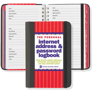 Internet Address & Password Logbook - Black